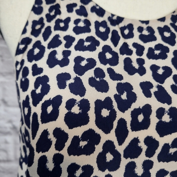 3.1 Phillip Lim tank cream navy blue leopard print front side ruffle top size 8 - Picture 5 of 13